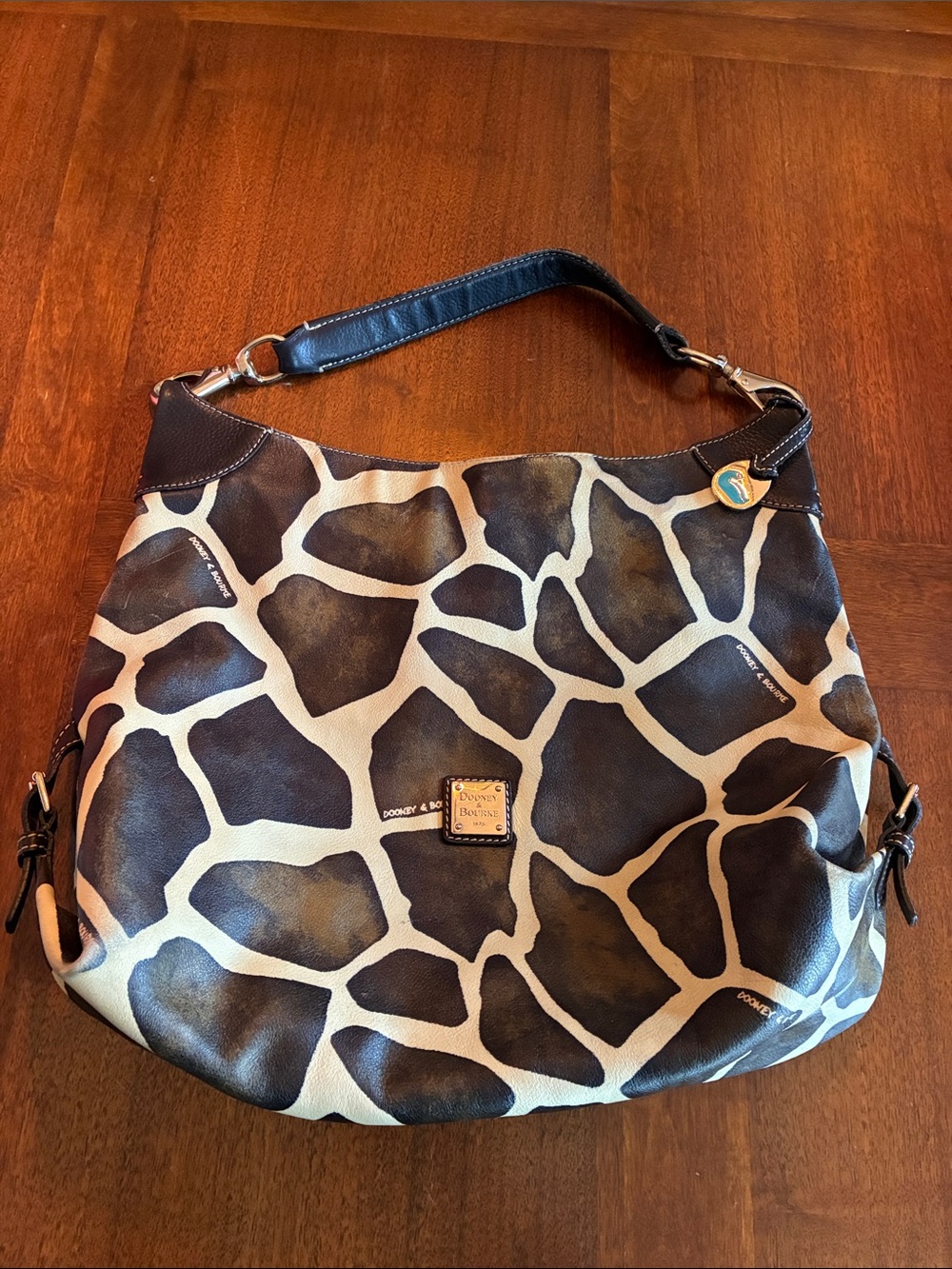 Dooney & Bourke vintage Brown leather Giraffe-Print Shoulder hobo Bag